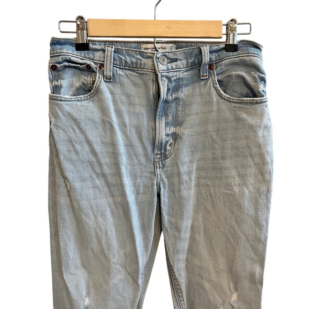 Abercrombie & Fitch A&F The Skinny High Rise Distressed Jeans Light Wash 27 / 4s - Picture 4 of 8